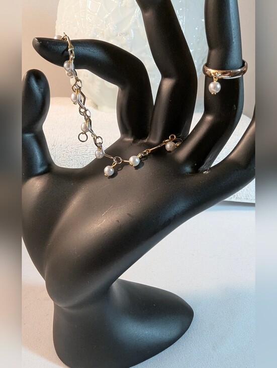 Finishing Touches Jewelry - Vintage Y2K Deadstock Pearl Anklet & Toe Ring Set NWT + FREE GIFT